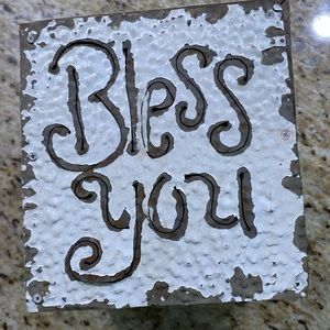 Farmhouse Wood and Punched Metal Bless You Kleenex Box Cover